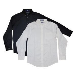 2pk IZOD Boys Stretch Dress Shirts, White & Black, Large, 14-16